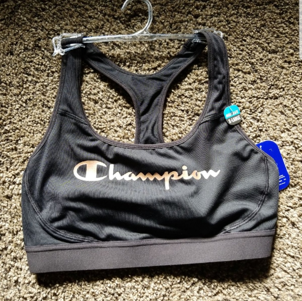 Black Rose Gold Champion Script Sportsbra